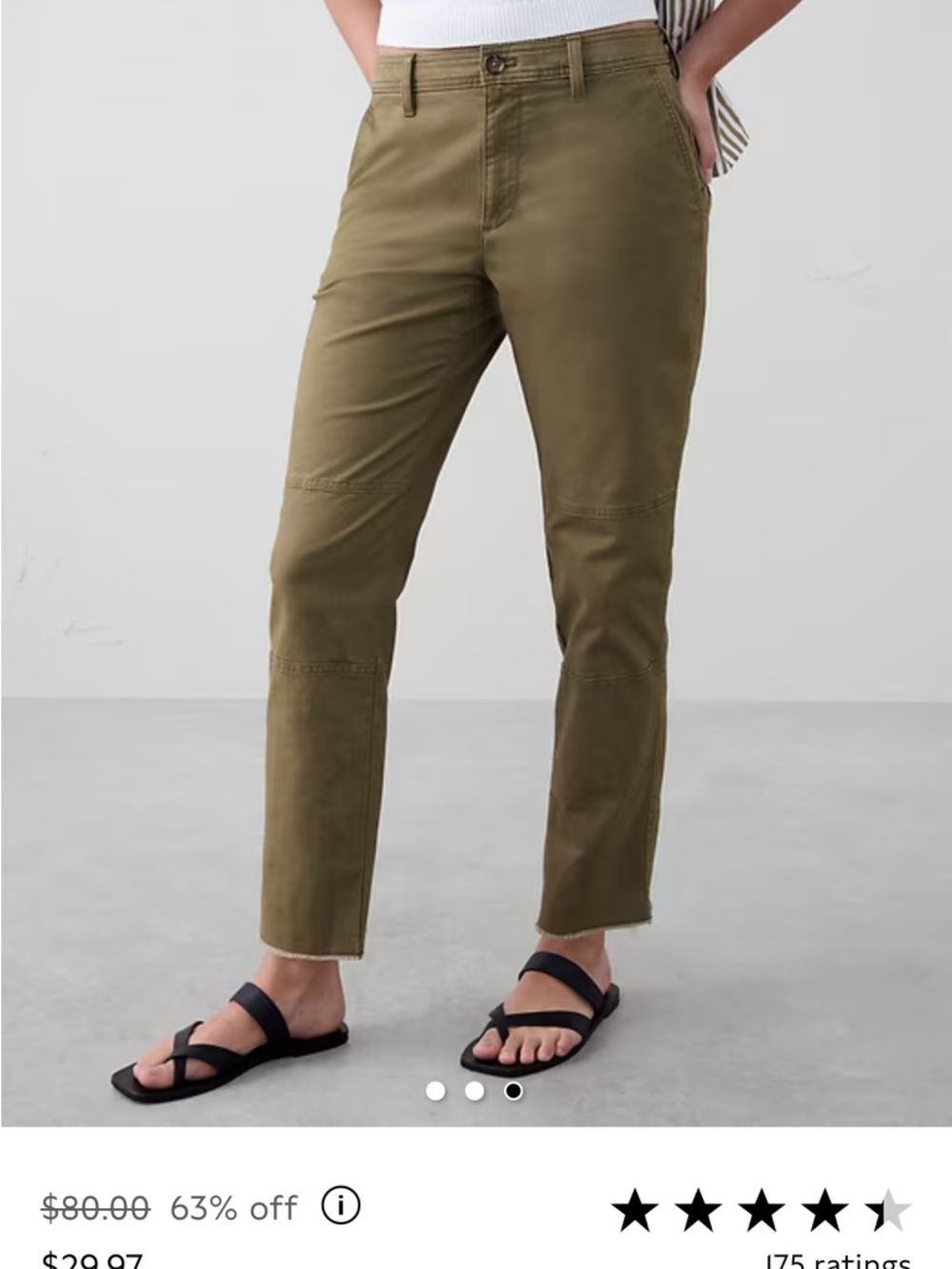 Banana Republic olive green slim ankle chino size 2